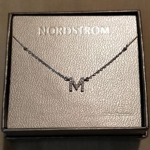 Silver M initial monogram necklace